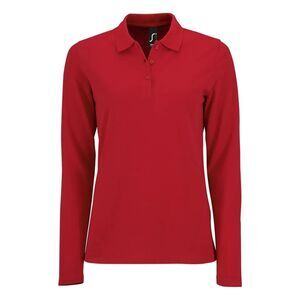 SOLS Womens/Ladies Perfect Pique Long-Sleeved Polo Shirt / Red